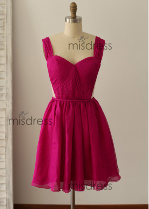 Burgundy Chiffon Short Prom Dress